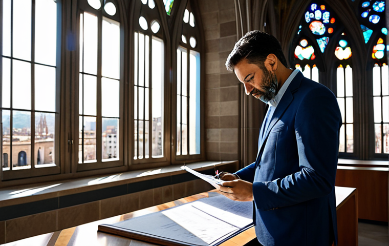 **
"A professional architect, fully clothed in a modest blazer and trousers, reviewing blueprints in a sunlit Barcelona office. Large windows overlook the Sagrada Familia. Safe for work, appropriate content, perfect anatomy, natural pose, professional setting, high quality."
**