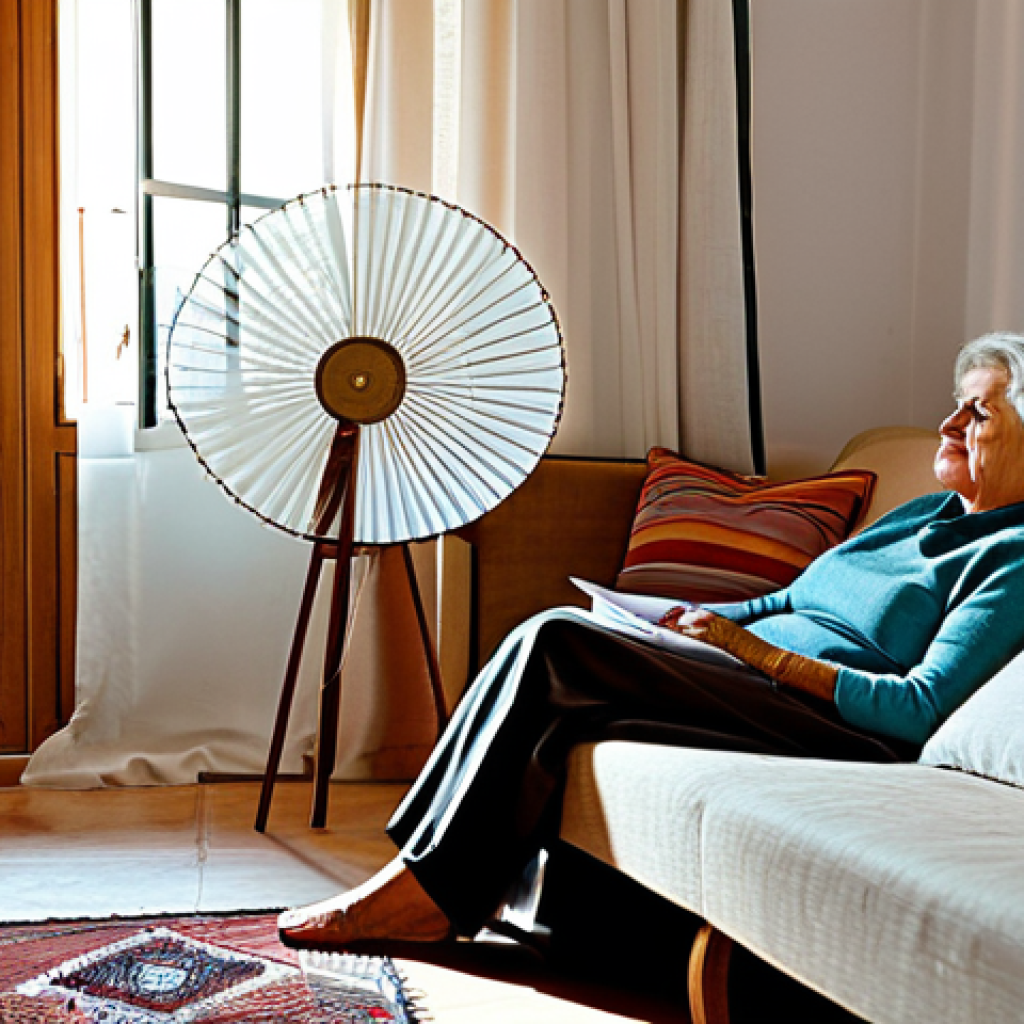 낮잠과 중년의 건강 - Siesta Time in Spain**
Prompt: A cozy and inviting living room in a Spanish home during siesta time...